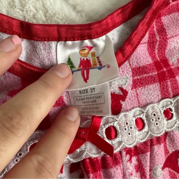 Elf on the Shelf | Red & Pink Plaid Flannel Night Gown | Size 2T - Picture 4 of 11